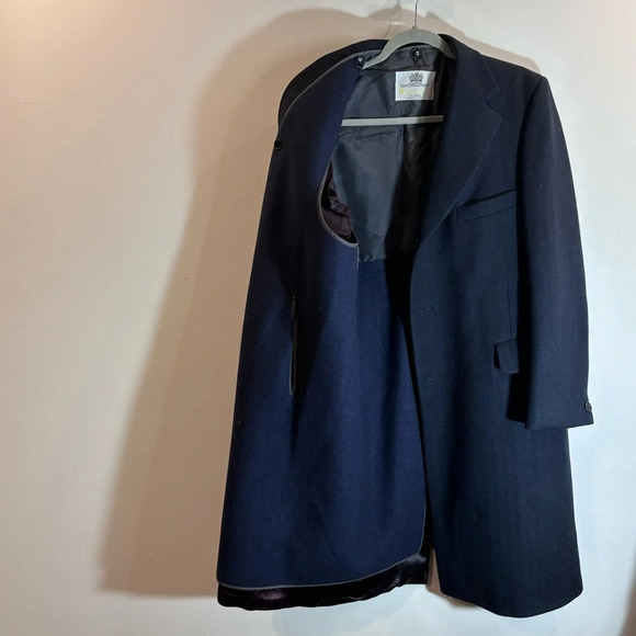 AQUASCUTUM Sz 40 Wool Removable Lining Herringbone Shoulder Pads Mid-Length Coat - Picture 11 of 16